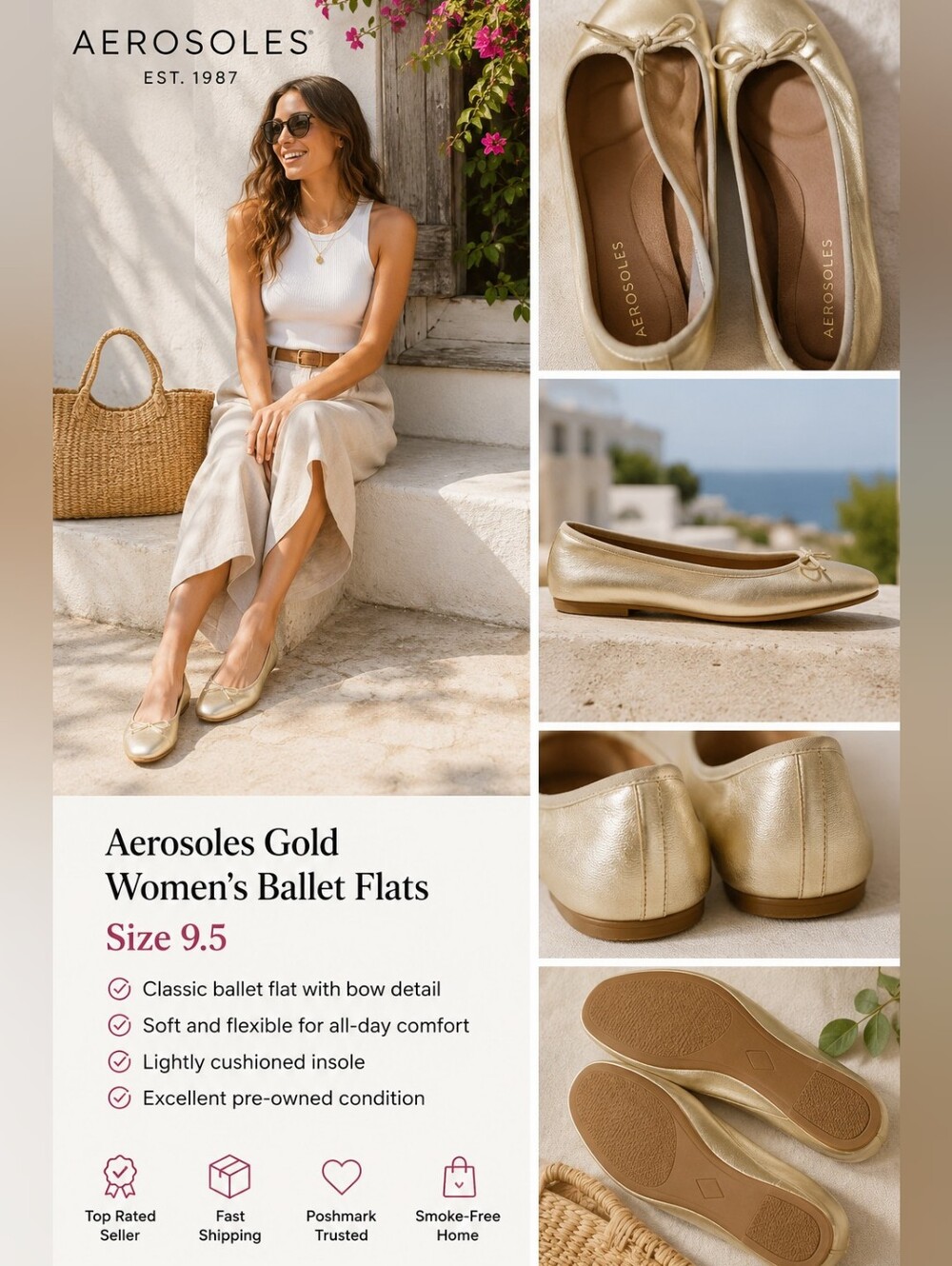 Aerosoles Gold Women's Ballet Flats 9.5